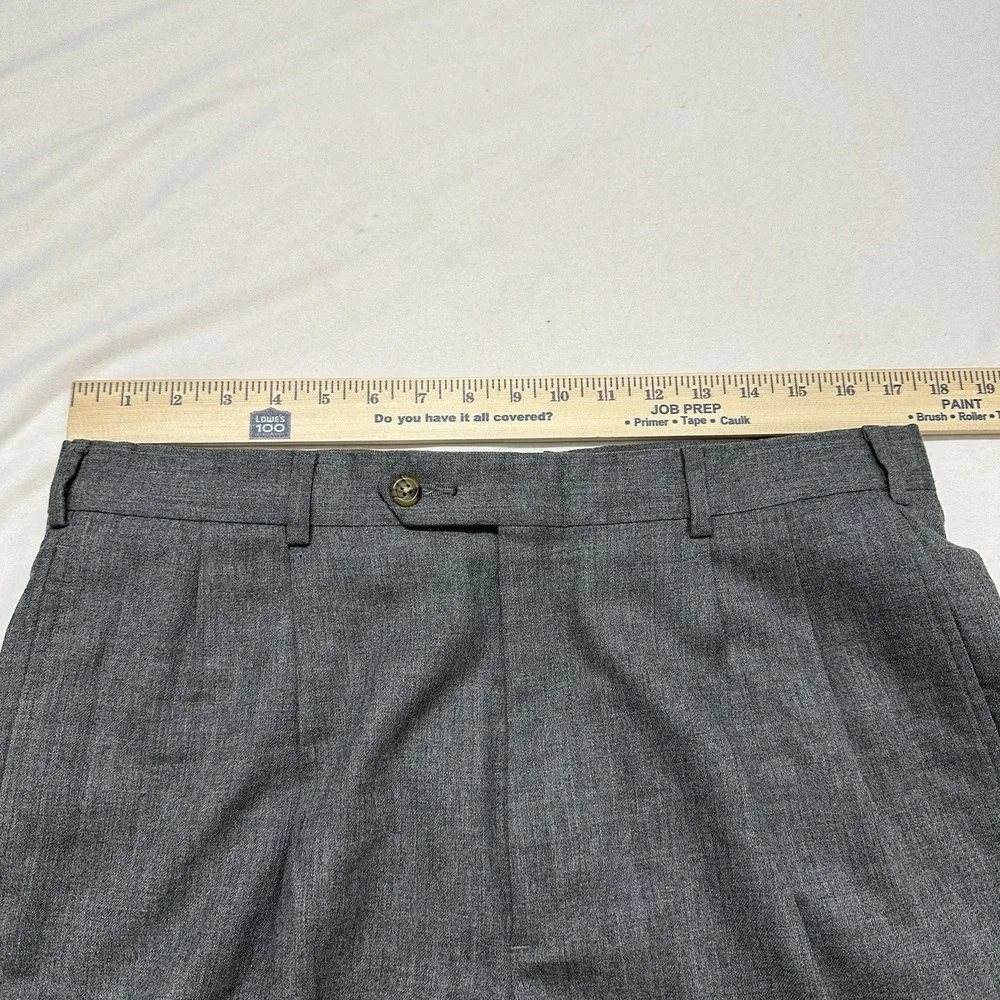 Tommy‎ Hilfiger Mens Relaxed fit Wool Dress Pants Grey Solid